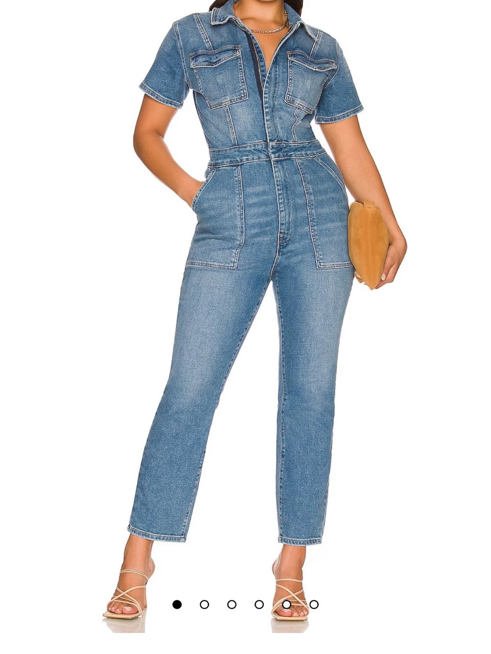 Good American Blue Denim Utility Jumpsuit